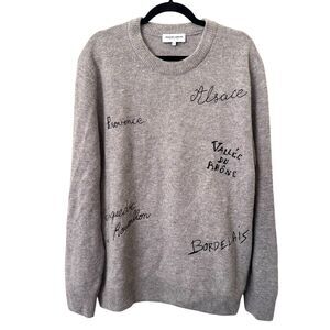 MAISON LABICHE Wool‎ France Embroidered Crewneck Gray Large